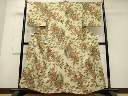 平和屋着物■上質な小紋　楓草木文　正絹　逸品　CABD6526oy