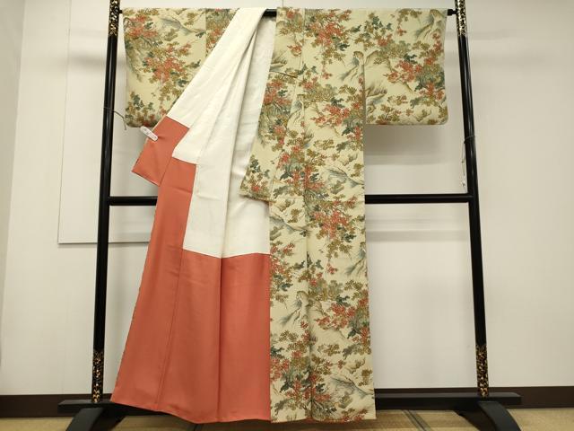 平和屋着物■上質な小紋　楓草木文　正絹　逸品　CABD6526oy