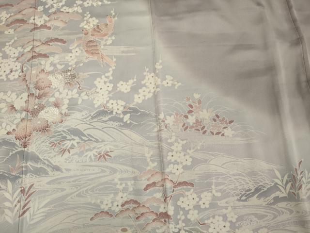 平和屋着物■豪華色留袖　刺繍　休み鳥花松文　暈し染め　正絹　逸品　CABD6529oy