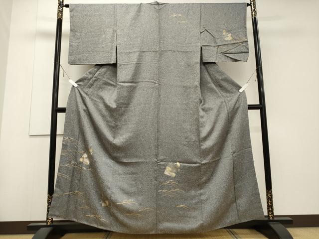 平和屋着物■訪問着　立波色紙草花文　金銀彩　正絹　逸品　CABD6533oy