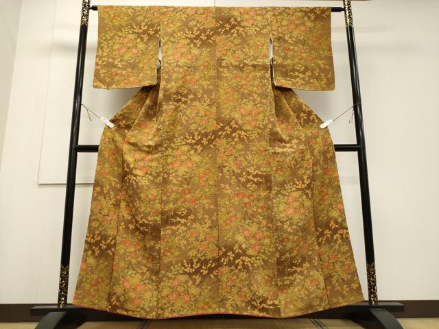 平和屋着物■上質な小紋　枝花文　暈し染め　正絹　逸品　CABD6542oy
