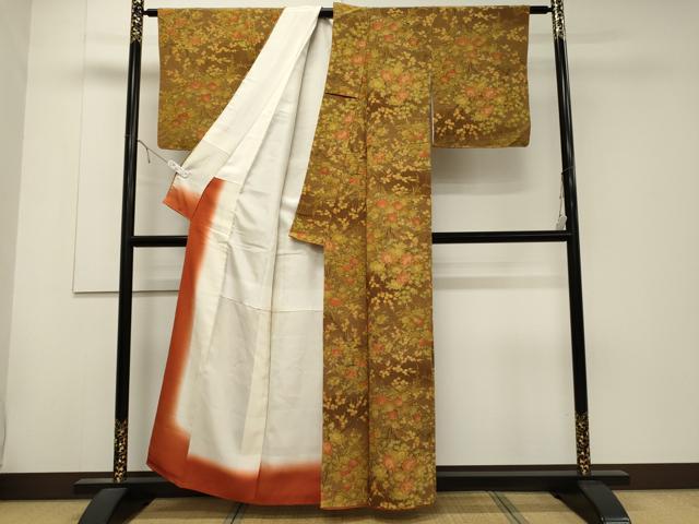 平和屋着物■上質な小紋　枝花文　暈し染め　正絹　逸品　CABD6542oy
