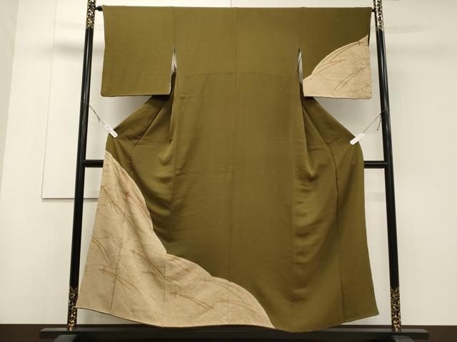 平和屋着物■訪問着　絞り　松葉文　金彩　正絹　逸品　CABD6548oy