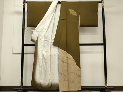 平和屋着物■訪問着　絞り　松葉文　金彩　正絹　逸品　CABD6548oy