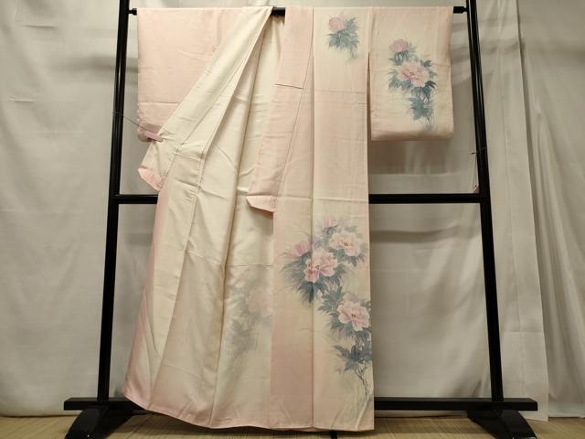 平和屋着物■訪問着　手描き　草花文　暈し染め　正絹　逸品　CABD6559oy