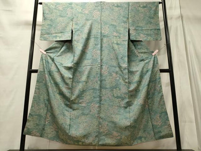 平和屋着物■本場染大島紬　流水風景花松文　正絹　逸品　CABD6562oy