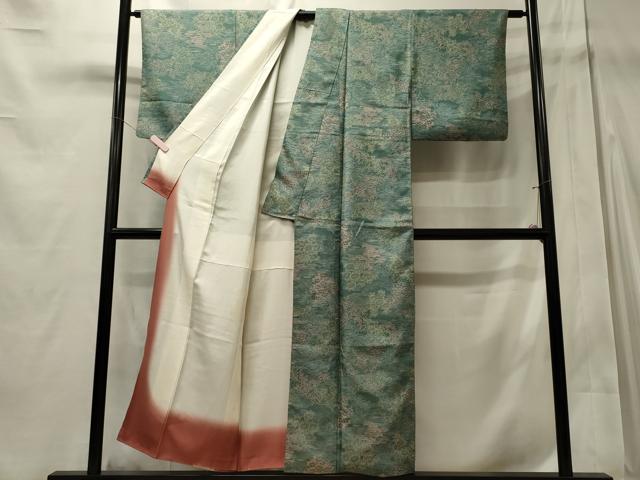 平和屋着物■本場染大島紬　流水風景花松文　正絹　逸品　CABD6562oy