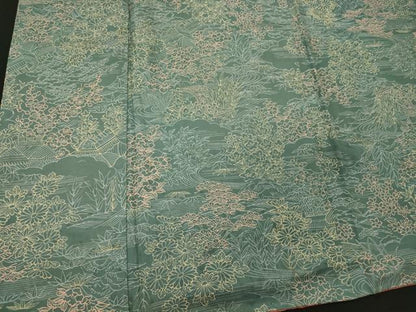平和屋着物■本場染大島紬　流水風景花松文　正絹　逸品　CABD6562oy