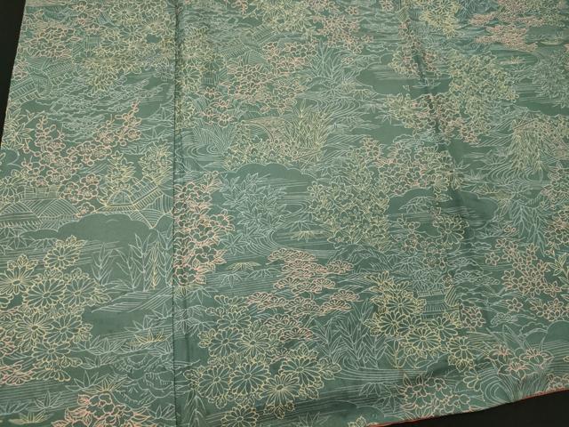 平和屋着物■本場染大島紬　流水風景花松文　正絹　逸品　CABD6562oy