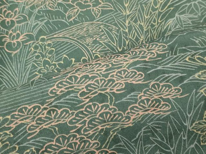 平和屋着物■本場染大島紬　流水風景花松文　正絹　逸品　CABD6562oy