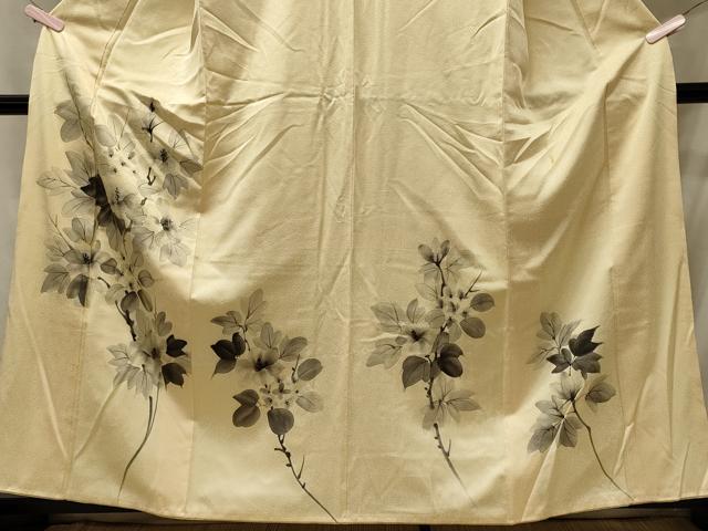 平和屋着物■訪問着　手描き　枝花文　正絹　逸品　CABD6567oy