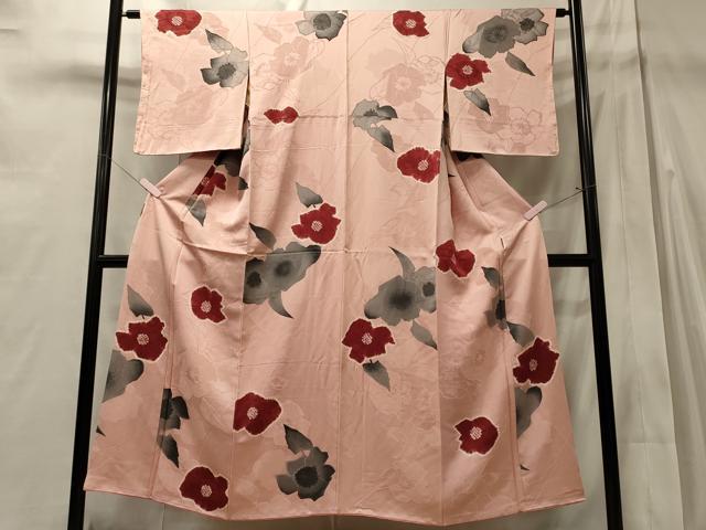 平和屋着物■上質な小紋　絞り　草花文　地紋起こし　正絹　逸品　未使用　CABD6571oy