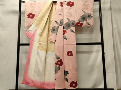 平和屋着物■上質な小紋　絞り　草花文　地紋起こし　正絹　逸品　未使用　CABD6571oy
