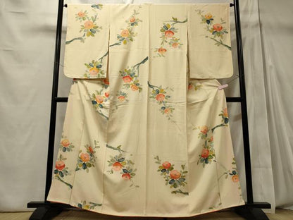 平和屋着物■上質な小紋　枝花文　正絹　逸品　未使用　CABD6574oy
