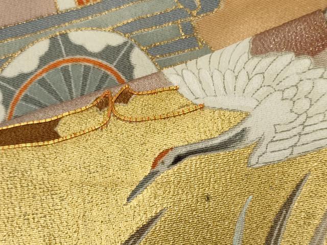 平和屋着物■豪華黒留袖 作家物 駒刺繍 雲取り飛鶴花松文 暈し染め 金彩 正絹 逸品 CABD6580oy
