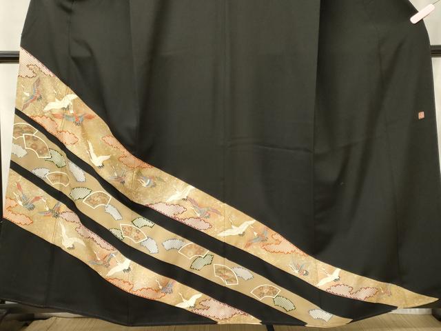 平和屋着物■豪華黒留袖 作家物 地紙重ね飛鶴文 金彩 正絹 逸品 CABD6582oy