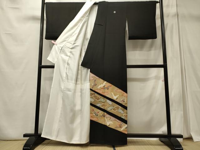 平和屋着物■豪華黒留袖 作家物 地紙重ね飛鶴文 金彩 正絹 逸品 CABD6582oy