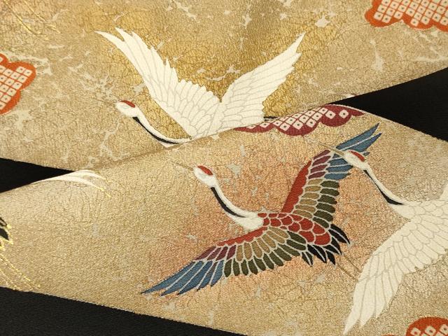 平和屋着物■豪華黒留袖 作家物 地紙重ね飛鶴文 金彩 正絹 逸品 CABD6582oy