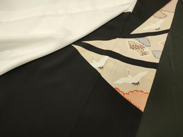 平和屋着物■豪華黒留袖 作家物 地紙重ね飛鶴文 金彩 正絹 逸品 CABD6582oy