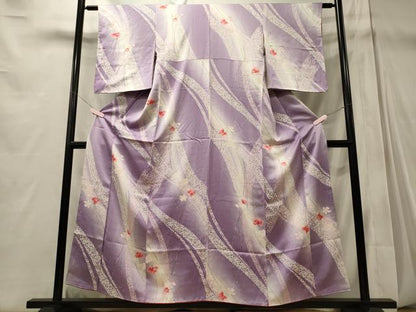 平和屋着物■上質な小紋　流線舞花文　暈し染め　正絹　逸品　未使用　CABD6595oy