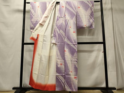 平和屋着物■上質な小紋　流線舞花文　暈し染め　正絹　逸品　未使用　CABD6595oy