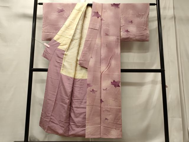 平和屋着物■上質な小紋　楓文　地紋起こし　正絹　逸品　CABD6600oy