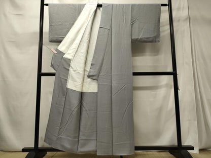 平和屋着物■上質な色無地 桧垣地紋 暁鼠色 正絹 逸品 未使用 CABD6603oy