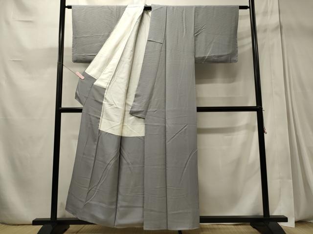 平和屋着物■上質な色無地 桧垣地紋 暁鼠色 正絹 逸品 未使用 CABD6603oy