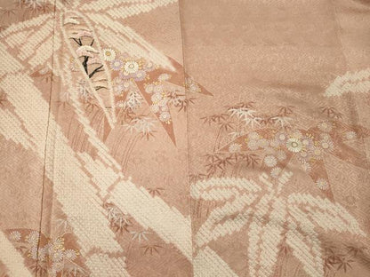 平和屋着物■訪問着　絞り　刺繍　笹竹花松文　金彩　正絹　逸品　未使用　CABD6627oy