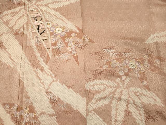平和屋着物■訪問着　絞り　刺繍　笹竹花松文　金彩　正絹　逸品　未使用　CABD6627oy