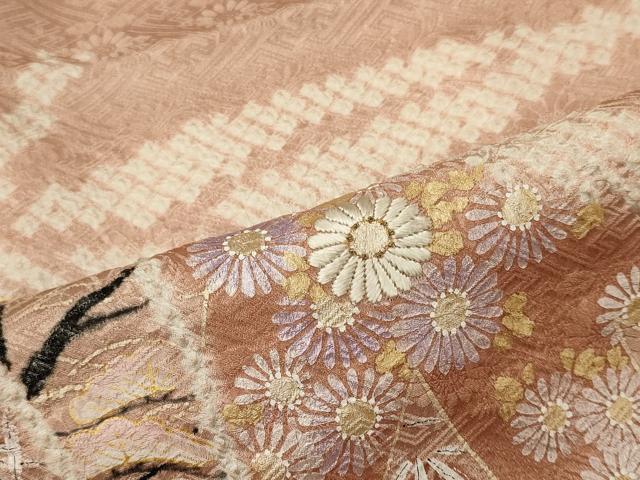 平和屋着物■訪問着　絞り　刺繍　笹竹花松文　金彩　正絹　逸品　未使用　CABD6627oy