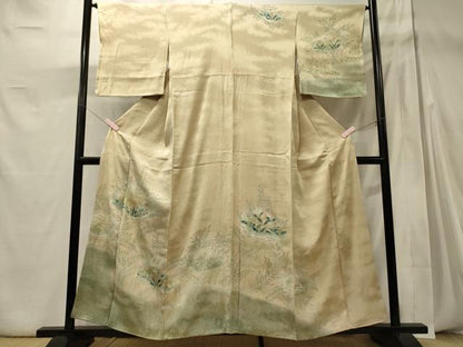 平和屋着物■訪問着　手描き　草花文　暈し染め　金銀彩　正絹　逸品　CABD6635oy