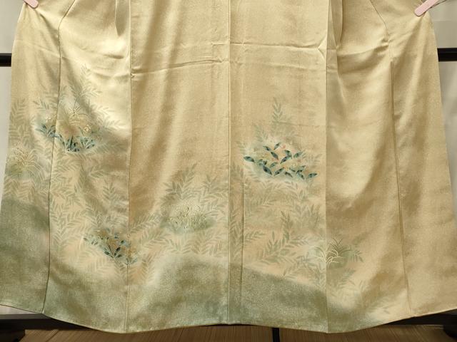 平和屋着物■訪問着　手描き　草花文　暈し染め　金銀彩　正絹　逸品　CABD6635oy