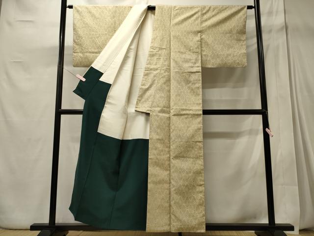 平和屋着物■上質な紬　菱花文　正絹　逸品　CABD6641oy