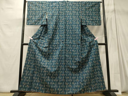 平和屋着物■上質な小紋　紬地　笹竹文　正絹　逸品　CABD6644oy