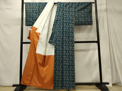 平和屋着物■上質な小紋　紬地　笹竹文　正絹　逸品　CABD6644oy