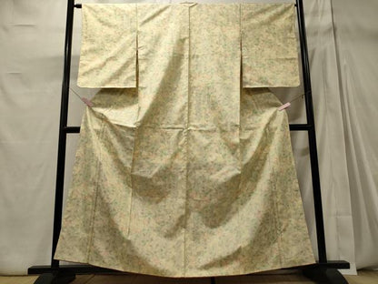 平和屋着物■上質な紬　草花文　正絹　逸品　未使用　CABD6648oy