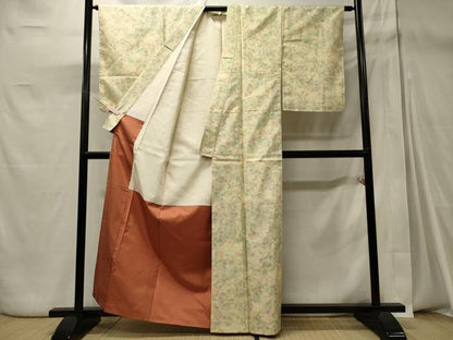 平和屋着物■上質な紬　草花文　正絹　逸品　未使用　CABD6648oy