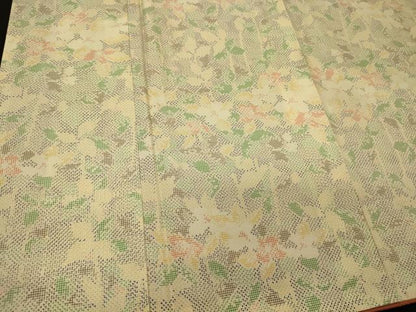 平和屋着物■上質な紬　草花文　正絹　逸品　未使用　CABD6648oy