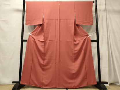 平和屋着物■上質な色無地 花唐草地紋 甚三紅色 正絹 逸品 未使用 CABD6670oy