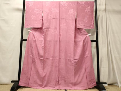 平和屋着物■上質な色無地 流水草花地紋 赤紫色 正絹 逸品 未使用 CABD6675oy