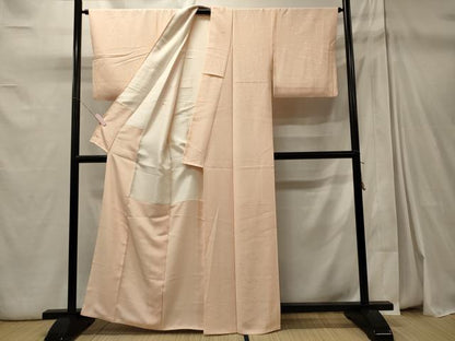 平和屋着物■上質な色無地 色紙地紋 薄桜色 正絹 逸品 CABD6721oy