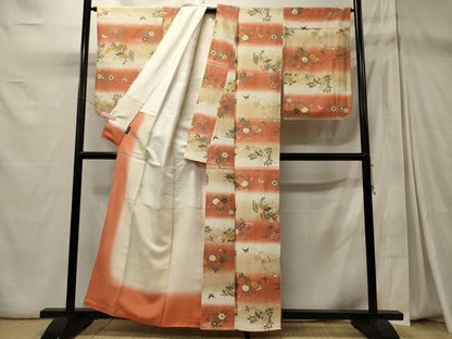 平和屋着物■上質な小紋 枝松花蝶文 暈し染め 金彩 正絹 逸品 CABD6726oy