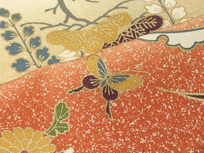 平和屋着物■上質な小紋 枝松花蝶文 暈し染め 金彩 正絹 逸品 CABD6726oy