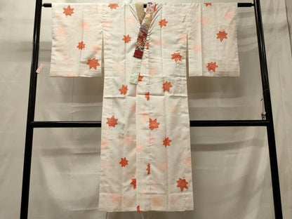 平和屋着物■長襦袢　無双仕立て　楓文　半衿刺繍　正絹　逸品　CABD6735oy