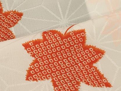 平和屋着物■長襦袢　無双仕立て　楓文　半衿刺繍　正絹　逸品　CABD6735oy