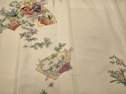 平和屋着物■訪問着 手描き 地紙重ね人物花文 金彩 正絹 逸品 CABD6744oy