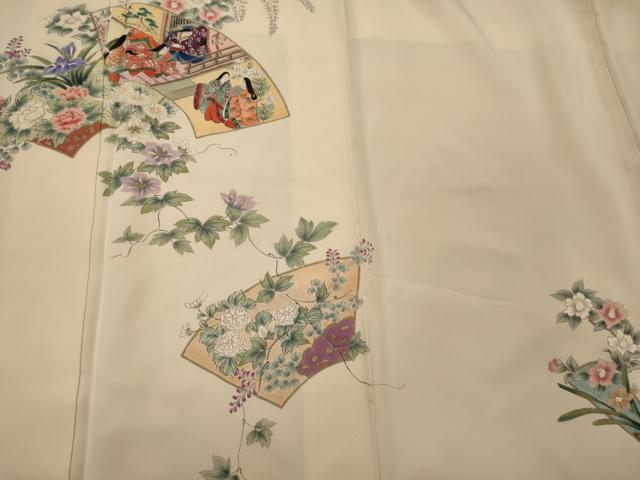 平和屋着物■訪問着 手描き 地紙重ね人物花文 金彩 正絹 逸品 CABD6744oy