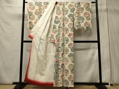 平和屋着物■上質な小紋 草花丸文 正絹 逸品 未使用 CABD6745oy