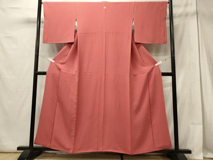 平和屋着物■上質な色無地 甚三紅色 正絹 逸品 CABD6752oy